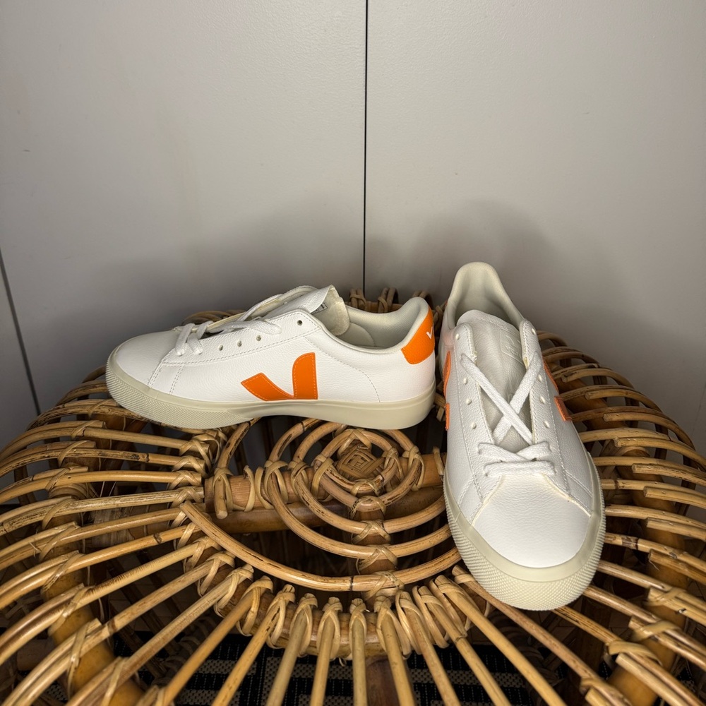 Veja Campo White and Orange Sneakers